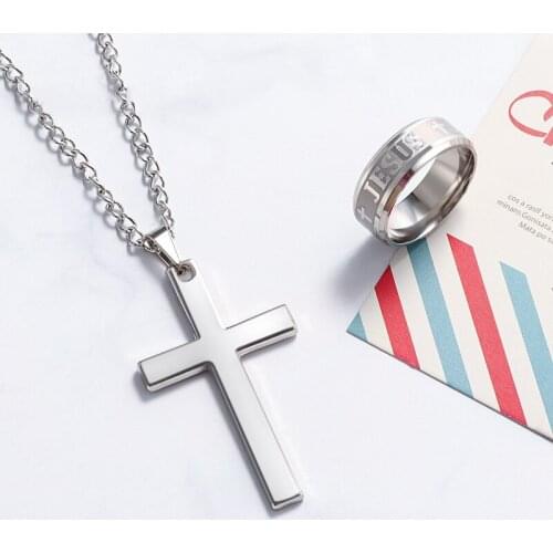 Classic Cross Design Necklaces Pendant Christian Jesus Religion Silver Color Gold Black Chain Link Necklace 2019 Womens Jewelry