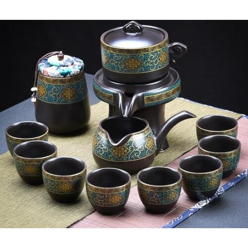 Lazy person Semi automatic Creative design tea cup set of 6 rotating tea sets kungfu tea set ceramic filter tea ceramic tea set