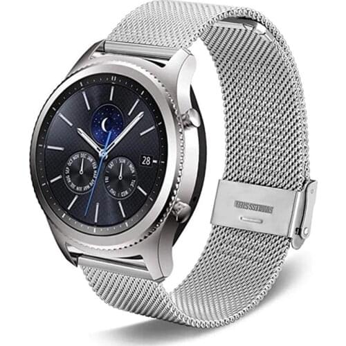 For Huawei Watch GT 2 Strap Samsung Galaxy Watch 46mm/Galaxy Watch 3 45mm Stainless Steel Strap Mesh Loop Bracelet Strap