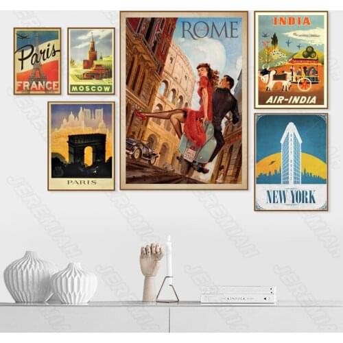 Retro Character Landscape Poster Nordic Style Waterproof Ink Canvas Print Art Painting Modern Living Room Bedroom Decoration
