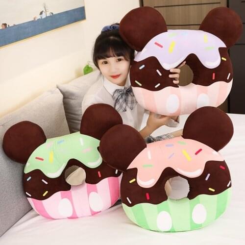 Chocolate Donut Plush Toy Pillow Stuffed Food Cookies Soft Doll Simulation Mouse Donut Pillow Cushion Kids Toys Birthday Gift