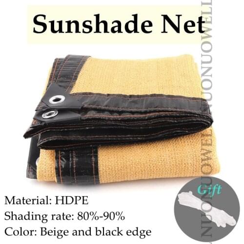 Customize Size Sunshade Net Beige With Black Edge HDPE Anti-UV Sun Shade Home Terrace Balcony Fence Netting Canopy Sunshade Nets
