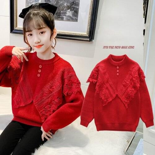 Brand Girl Winter Clothes Kids Warm Cotton Sweater Loose Pullovers Fall Girl Toddler Outfits Teenage O-Neck Knitted Sweaters