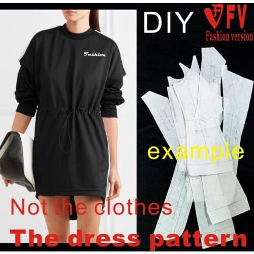 Knitted big T-shirt dress pattern casual loose clothing cutting design drawing BLQ-368