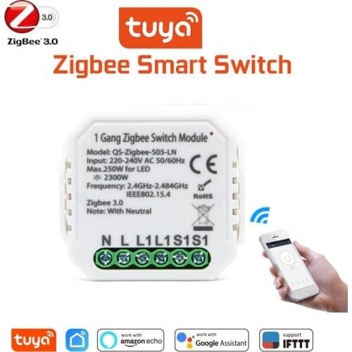 Tuya ZigBee3.0 Smart Light Switch Module Work with Alexa Google Home for Voice Control Smart Life/Tuya smart home automation