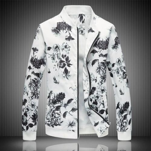 2020 Spring Mens Jacket Prints, Plus Size Fashion Youth Jacket ,Summer Mens White Suits Coat M-5XL 6XL
