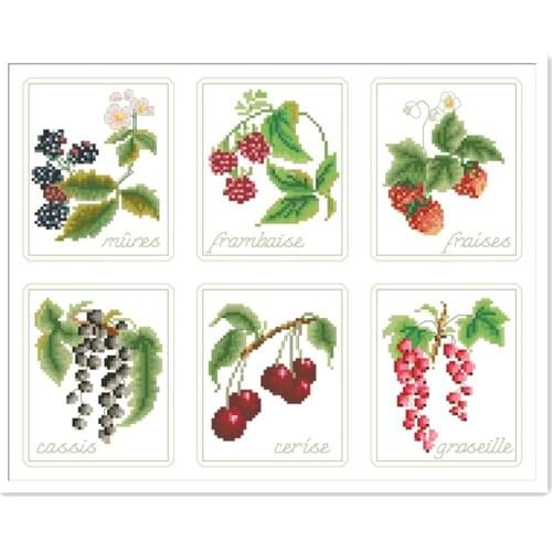 Red berries cross stitch package plant 18ct 14ct 11ct cloth cotton thread embroidery DIY handmade needlework