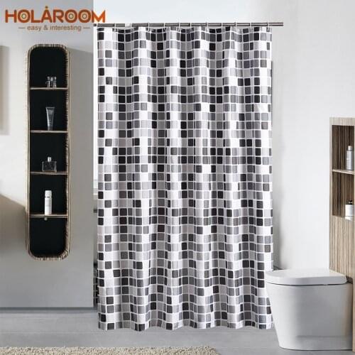 Geometric Pattern Shower Curtain with 12 Hooks Mosaic Printed Bathroom Curtains Quality Polyester Bath Curtain for Home Decor