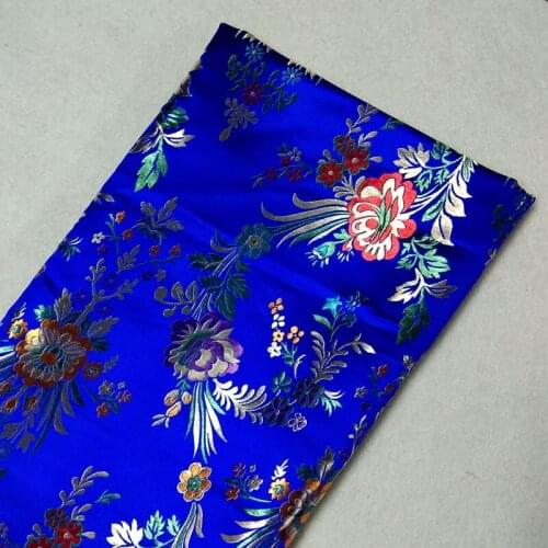Graceful Blue Colorful Blooming Flowers Jacquard Brocade Fabric 50x72cm Jacquard Apparel Costume patchwork fabric Upholstery