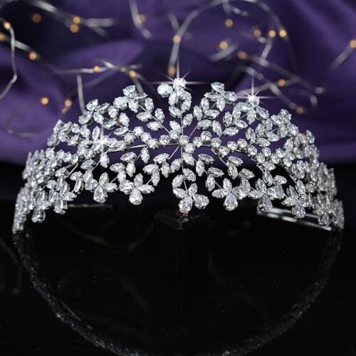 Tiaras And Crowns HADIYANA Leave Shapes Design For Women Wedding Bridal Hair Accessories Party Crown Cubic Zircon BC5461 Corona