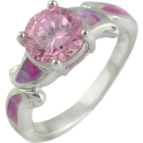 HAIMIS Pink Fire Opal Women Fashion Jewelry Ring Size 5 6 7 8 9 10 OR803