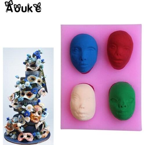 3D Human Face Shape Cookies Liquid Silicone Mold Cake Chocolate Molds Pudding Ice Cube Mould Wedding Decoration DIY Baking Tools