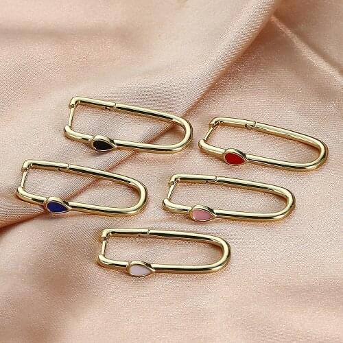 1pair New Charm Copper Drop Enamel Long Earring Simple Luxury Earrings For Women Jewelry Gift Geometric Rectangle Earrings