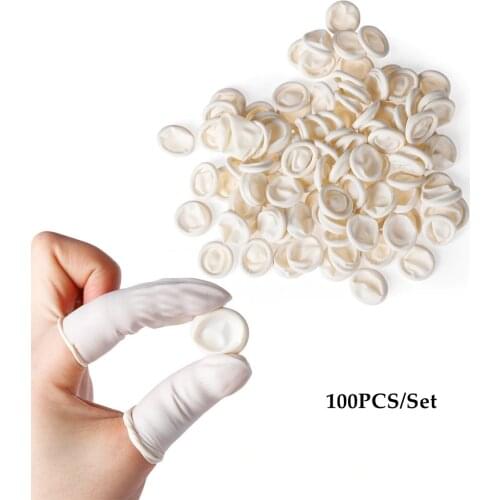 100PCS/Set Durable Natural Latex Finger Cots Sets Fingertips Protector Gloves White Anti static Finger Extension Tools