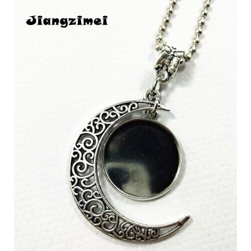 12pcs/lots Crescent moon Antique Silver charms cabochon 20mm Inner Size base connectors DIY pendants making Wholesale