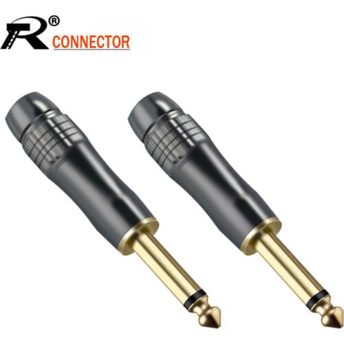 2PCS 6.35MM Audio And Video Plug Connector 6.3MM Mono Gold-Plated Gun Color Plug Guitar Microphone Jack