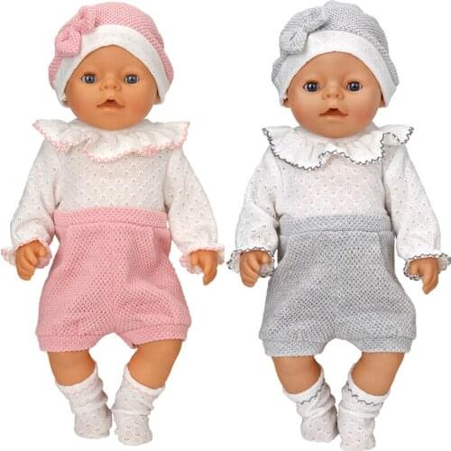 43cm New Born Baby Doll Clothes Socks Hat Set For 17" Baby Dolls Outfits Doll Accessories