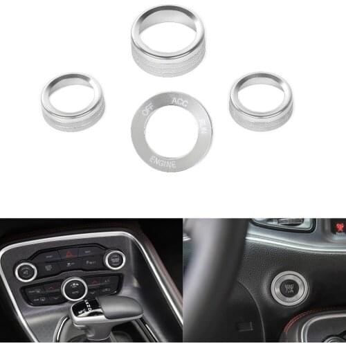 New Car Trim For Dodge Challenger Charger 2015 Up One Start Stop Switch Ring Air Conditioner Button Ring Interior Accessories