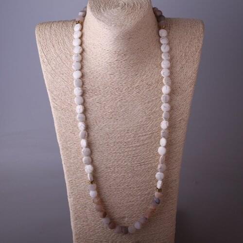 Free Shipping Natural Stones Link Bead Flat White Druzy Necklace Handmade Bohemian Jewelry
