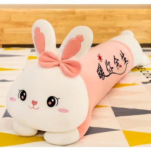 70-130cm Creative Large Rabbit With Bowknot Plush Toys Long Pillow Stuffed Soft Plushie Home Decor For Children Girls Kids Gifts