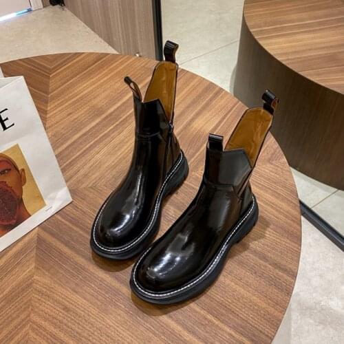 Women Shoes Platform Women Boots 2021 Winter Genuine Leather Zip Ankle Boots Women Autumn Black Zapatos De Mujer Chunky Boots