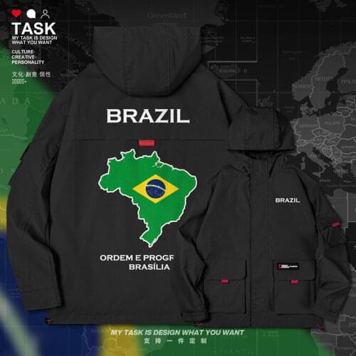 Brazil Brazilian BRA men jacket hooded map nation flag trench coat men windbreaker clothing fashion coat new clothes autumn
