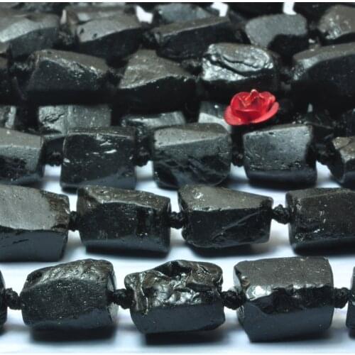Natural Black Tourmaline Faceted Nugget Tube Beads Wholesale Loose Gemstones Semi Precious Stones for Jewelry Making 15" STRAND