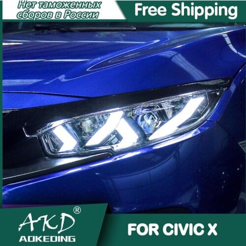 For Car Honda CIVIC X Headlights 2016-2020 DRL Day Running Light LED Bi Xenon Bulb Fog Light Car Accessory CIVIC X G10 Head Lamp