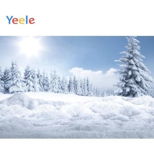 Yeele Winter Scenery Tree Sun Snow Cloud Room Decor Photography Backdrops Personalized Photographic Backgrounds For Photo Studio