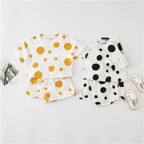 Toddler Girls Clothing Sets Cotton Wave Point Short Sleeves T-shirts + Shorts 2pcs Kids Clothing Sport Suit For Girl Tracksuit