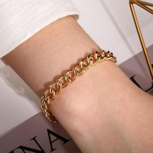 IPARAM Punk Minimalist Twist Chain Miami Bracelet Hip Hop Rock Metal Chain Mens Womens Bracelet Jewelry