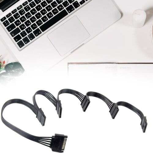 SATA 15Pin 1 to 5 SATA 15Pin Hard Drive Power Supply Splitter Cable Cord for DIY PC Sever 15-pin SATA Power Extension Line Cable