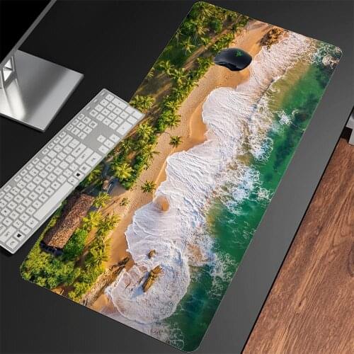 2021 New Beach Wave Oversized Mouse Pad Non-slip Rubber Player Gaming Mouse Pad Laptop Desk Mat for Dota2 30x80cm 40x90cm Xxxl