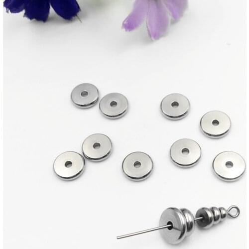 50pcs/lot 4/5/6/8/10mm Stainless Steel Round Flat Spacer Beads Fit Bracelet Necklace Spacer Beads DIY Jewelry Making Findings