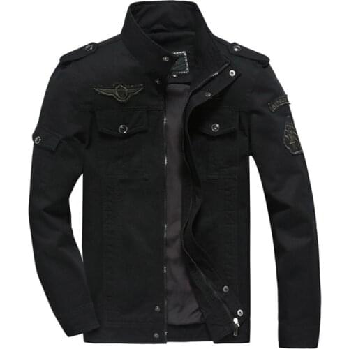 Spring Autumn outdoor Mens military Denim jacket jean cotton Air Force One coat army soldier male Brand outwear plus size M-6XL