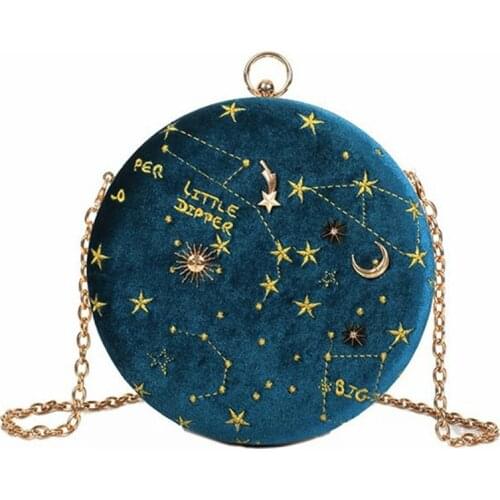 Fashion Round Starry Sky Suede Women Shoulder Bag Designer Chain Female Crossbody Messenger Bags Ladies Small Circle Purses 2019
