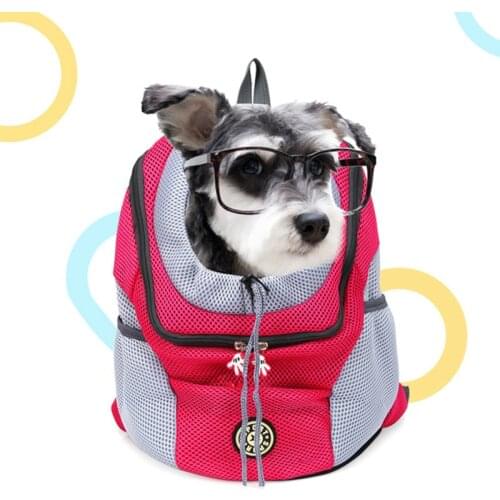 Fashion Outdoor Pet Dog Carrier Bag New Double Shoulder Portable Travel Backpack Mesh Front Bag Head Pet Dog Backpack Supplies