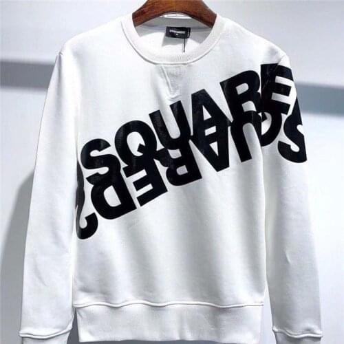 High Street Winter Style DSQ2 Mens Hoodie 100% Cotton Casual Long-sleeved O-neck Hoodie Letter Dsquared2 Sweatshirt Male D2