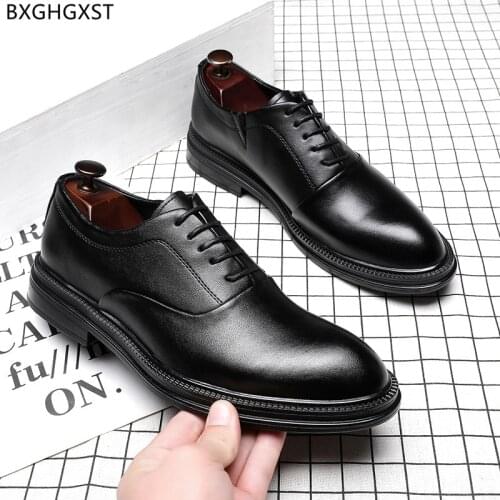 Brown Oxford Dress Shoes for Men 2021 Formal Man Shoes High Quality Black Leather Shoes Men Classic Wedding Business Suit Luxury