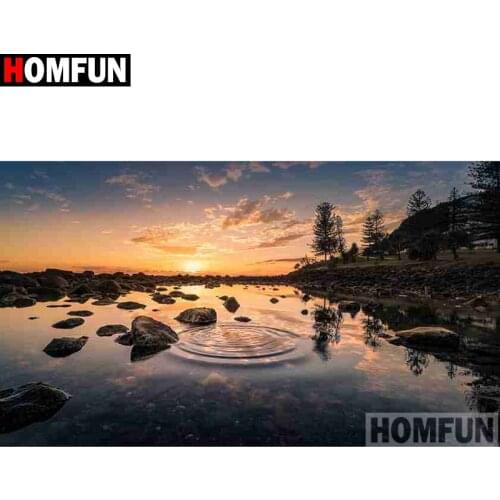 HOMFUN Full Square/Round Drill 5D DIY Diamond Painting "Sunset scenery" Embroidery Cross Stitch 5D Home Decor Gift A16200