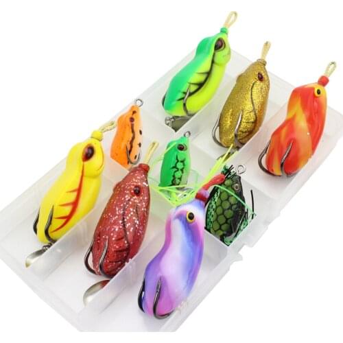 NEW Fishing Bait Set 9pcs/Box Frog Soft Set 9 Colors TopWater Wobbler Parker Fishing Bait Bass Bait Fishing Carp fishing lure