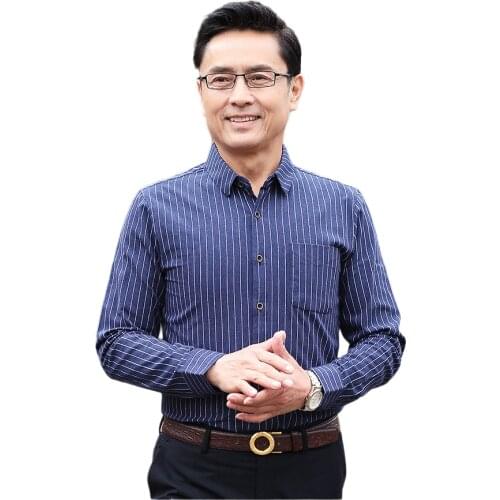 Wholesale Quality Formal Casual 100% Cotton Vertical Striped Mens Long Sleeve Shirts