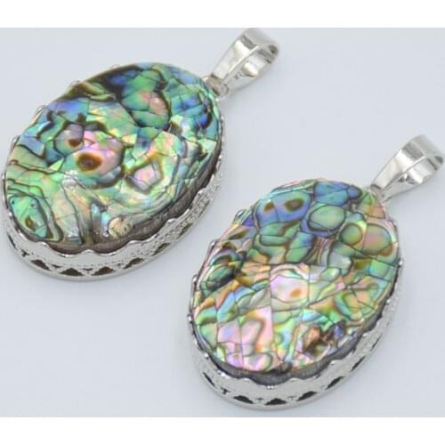 Natural Abalone Shell Oval Pendant Necklace Silver Color Crown Copper Women Fashion Charms Jewelry for Girls Anniversary Gifts