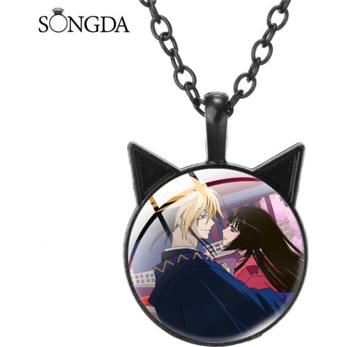 Japanese Anime Nurarihyon no Mago Pendant Necklace Cat Ear Art Photo Glass Dome Necklaces For Fans Jewelry Gifts Accessories