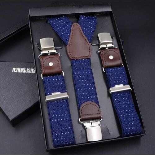 Fashion Suspenders Real Leather 3 Clips Braces Vintage Casual Suspensorio Tirante Trousers Strap Bretele Father/Husbands Gift