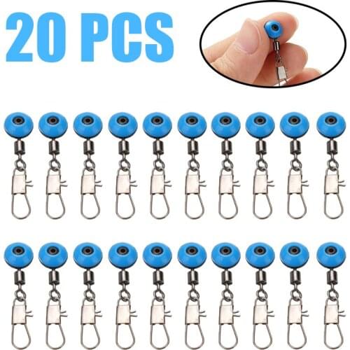 20Pcs Fishing Line Clip Sinker Hook Swivel Shank Connector Rolling Swivels Snaps Blue Fishing Rods Tackle Accessories