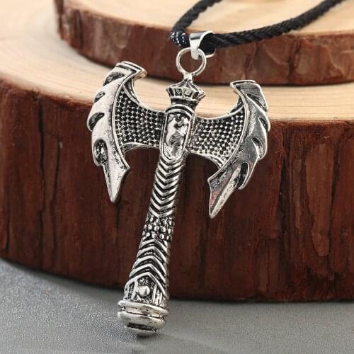QIAMNI Men Slavic Perun Axe Talisman Pendant Necklace Viking Minos Amulet Nordic Gothic Retro Pagan Greece Jewelry Collier Gift