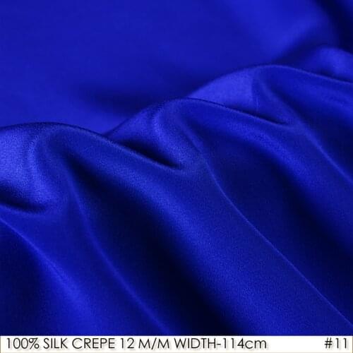 SILK CREPE DE CHINE 114cm width 12momme/100% Natural Mulberry Silk Fabric DIY Matt Color Women Evening Dress Royal Blue NO 11
