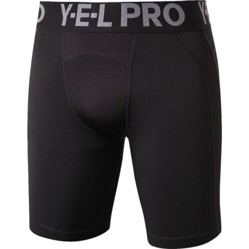 Men Fitness Skinny running shorts Comfortable Spliced Breathable Super Stretch Solid Color Boy Shorts