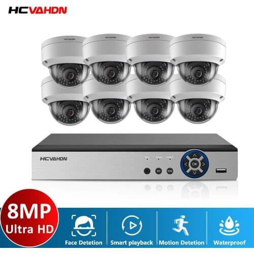 H.265 8CH DVR CCTV System 4K HDMI AHD DVR 8PCS 8.0MP IR Outdoor Security Waterpfoof Camera Surveillance Kit Mobile Phone Remote